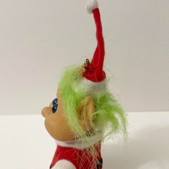 Vintage 1991 ITB Christmas Santa Troll with Hat Green Hair 5 Inch Tall Doll - Picture 6 of 16